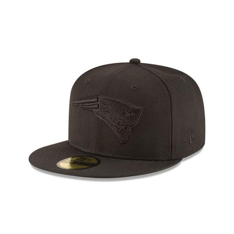 NFL New England Patriots Black On Black 59Fifty Fitted (YIT2484) - Black New Era Caps